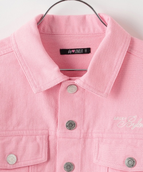 by LOVEiT（バイラビット）の「【ニコ☆プチ掲載】Gジャン（デニムジャケット・キッズ・ピンク/サックスブルー・150cm/120cm/130cm/140cm/160cm）」の4枚目の写真