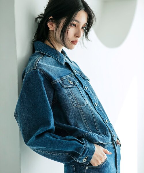 セール】ストレッチデニムジャケット【洗濯機洗い可】（デニム