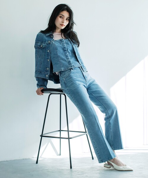 OPAQUE.CLIP（オペークドットクリップ）の「ストレッチデニムジャケット【洗濯機洗い可】（デニムジャケット・レディース・ネイビー/ブルー系その他/ブルー・40/38）」の9枚目の写真