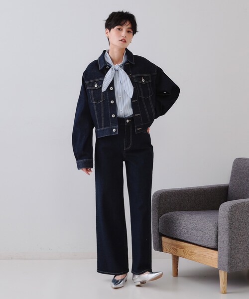 OPAQUE.CLIP（オペークドットクリップ）の「ストレッチデニムジャケット【洗濯機洗い可】（デニムジャケット・レディース・ネイビー/ブルー系その他/ブルー・40/38）」の19枚目の写真