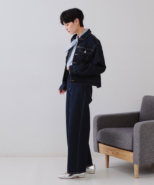 OPAQUE.CLIP（オペークドットクリップ）の「ストレッチデニムジャケット【洗濯機洗い可】（デニムジャケット・レディース・ネイビー/ブルー系その他/ブルー・40/38）」の20枚目の写真