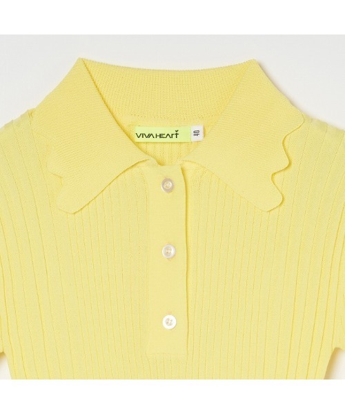VIVA HEART（ビバハート）の「【VIVA HEART/GOLF】レーヨンスカラップニット半袖ポロ（ポロシャツ・レディース・レッド/ライトイエロー/ブラック・40/42/38）」の10枚目の写真