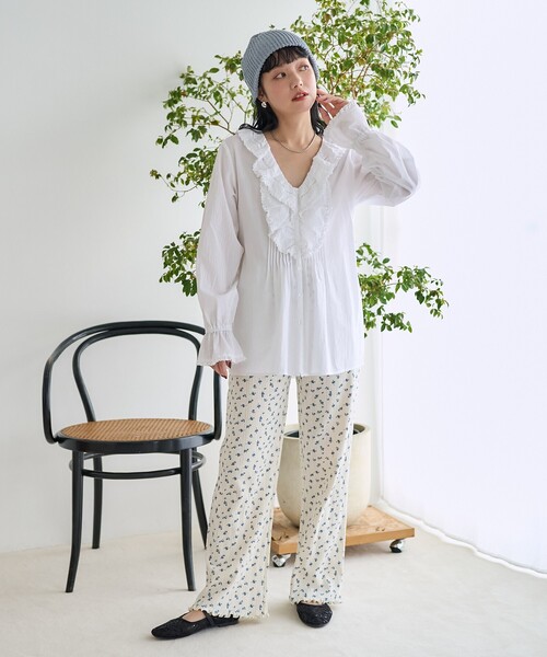 セール】フリル襟 ピンタックブラウス（シャツ/ブラウス