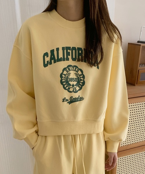 LOWO(ロワ)の「フロントプリント スウェット トレーナー ワイドパンツ セットアップ 上下セット(セットアップ・レディース・ネイビー/イエロー/ライトグレー/オフホワイト/ブルー・FREE)」の19枚目の写真