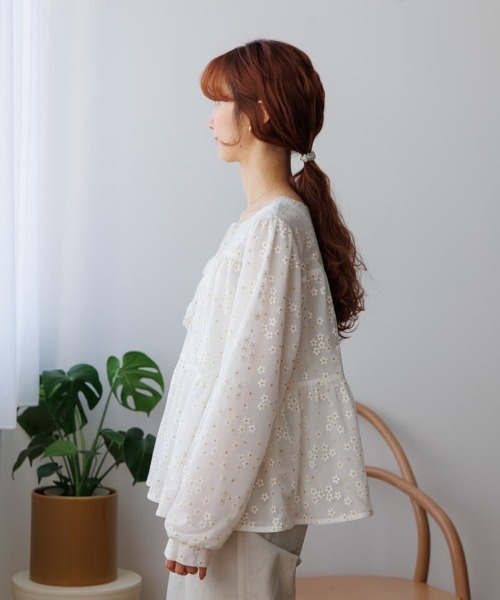 flower（フラワー）の「ブロッサムチュールブラウス（シャツ/ブラウス・レディース・ホワイト・FREE）」の5枚目の写真