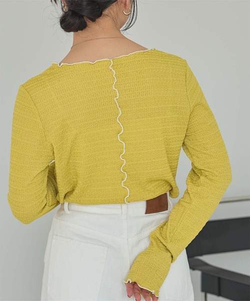 titivate(ティティベイト)の「配色メローカットソートップス(Tシャツ/カットソー・レディース・ホワイト系その他/イエロー系その他/ブラック系その他/ホワイト系その他2・S/M/L)」の12枚目の写真