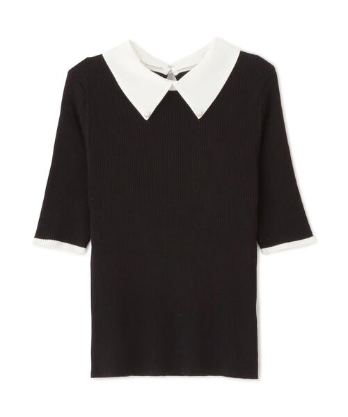PROPORTION BODY DRESSING（プロポーションボディドレッシング）の「２ｗａｙ襟付き半袖リブニット / 1215170411（ニット/セーター・レディース・グレー/ブラック・FREE）」の3枚目の写真