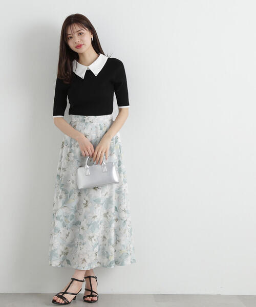 PROPORTION BODY DRESSING（プロポーションボディドレッシング）の「２ｗａｙ襟付き半袖リブニット / 1215170411（ニット/セーター・レディース・グレー/ブラック・FREE）」の6枚目の写真