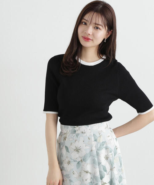 PROPORTION BODY DRESSING（プロポーションボディドレッシング）の「２ｗａｙ襟付き半袖リブニット / 1215170411（ニット/セーター・レディース・グレー/ブラック・FREE）」の7枚目の写真