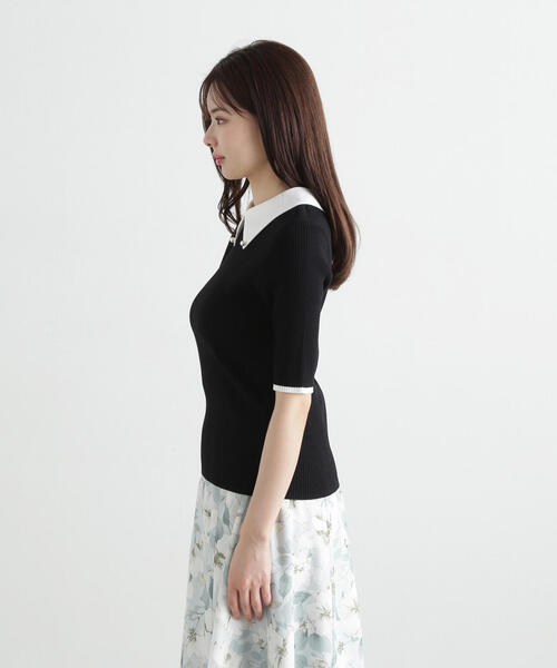 PROPORTION BODY DRESSING（プロポーションボディドレッシング）の「２ｗａｙ襟付き半袖リブニット / 1215170411（ニット/セーター・レディース・グレー/ブラック・FREE）」の9枚目の写真
