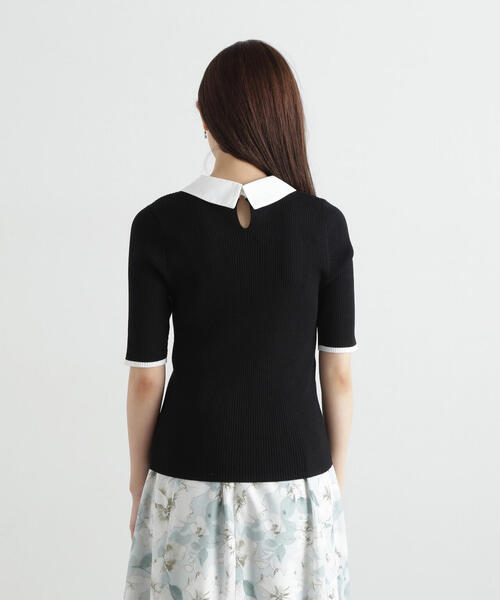 PROPORTION BODY DRESSING（プロポーションボディドレッシング）の「２ｗａｙ襟付き半袖リブニット / 1215170411（ニット/セーター・レディース・グレー/ブラック・FREE）」の10枚目の写真