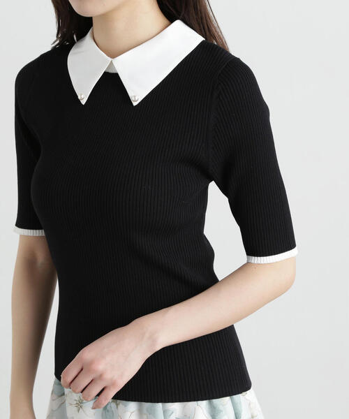 PROPORTION BODY DRESSING（プロポーションボディドレッシング）の「２ｗａｙ襟付き半袖リブニット / 1215170411（ニット/セーター・レディース・グレー/ブラック・FREE）」の11枚目の写真