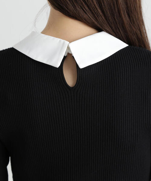 PROPORTION BODY DRESSING（プロポーションボディドレッシング）の「２ｗａｙ襟付き半袖リブニット / 1215170411（ニット/セーター・レディース・グレー/ブラック・FREE）」の13枚目の写真
