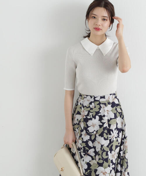 PROPORTION BODY DRESSING（プロポーションボディドレッシング）の「２ｗａｙ襟付き半袖リブニット / 1215170411（ニット/セーター・レディース・グレー/ブラック・FREE）」の19枚目の写真