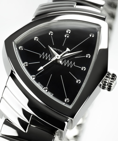 VENTURA（ベンチュラ）の「HAMILTON [ハミルトン] 腕時計 Ventura （ベンチュラ） Quartz クオーツ 24.00MM x 36.5MM ブラック×シルバー（アナログ腕時計・レディース・ブラック・FREE）」の4枚目の写真