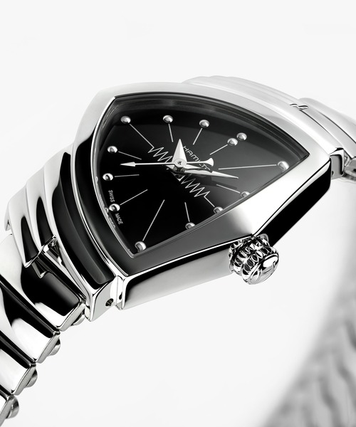 VENTURA（ベンチュラ）の「HAMILTON [ハミルトン] 腕時計 Ventura （ベンチュラ） Quartz クオーツ 24.00MM x 36.5MM ブラック×シルバー（アナログ腕時計・レディース・ブラック・FREE）」の5枚目の写真