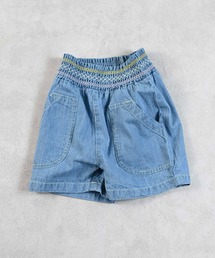 デニムスモッキングキュロットパンツ