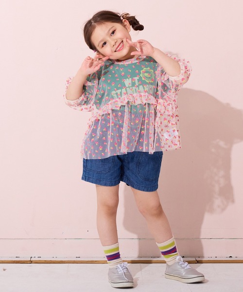 MARKEY'S(マーキーズ)の「デニムスモッキングキュロットパンツ(デニムパンツ・キッズ・ブルー/ライトブルー・80/90/100/110/120/130/140/150)」の5枚目の写真