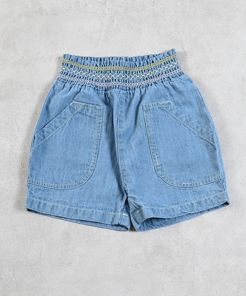 MARKEY'S(マーキーズ)の「デニムスモッキングキュロットパンツ(デニムパンツ・キッズ・ブルー/ライトブルー・80/90/100/110/120/130/140/150)」の6枚目の写真