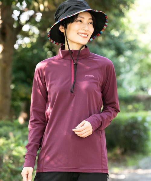 phenix outdoor(フェニックスアウトドア)の「phenix OUTDOOR(フェニックスアウトドア) レディース ハーフジップ長袖Tシャツ ロングスリーブTシャツ (吸水速乾 / 通気性)(Tシャツ/カットソー・レディース・ピンク/ブルーグリーン/マジェンタ・XL/L/M/S)」の1枚目の写真