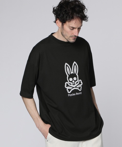 Psycho Bunny（サイコバニー）の「[WEB限定]ハンドライトロゴ  ワイドリラックス Tシャツ（Tシャツ/カットソー・メンズ・ブラック/ホワイト・SMALL/MEDIUM/LARGE/X-LARGE）」の2枚目の写真