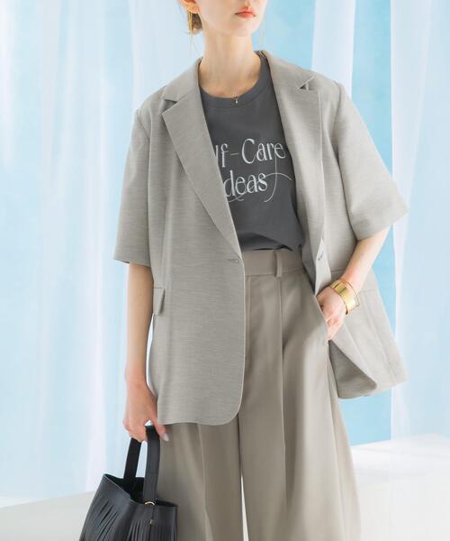 セール】リネンライクハーフスリーブジャケット（その他アウター