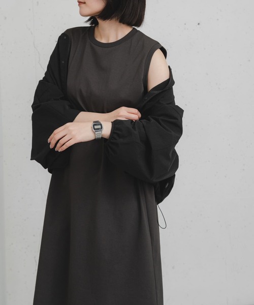 専用　完売商品　【吸水速乾／洗える／ベーシックワンピース　15(3L) 吸水速乾】【防しわ】【ウォッシャブル】コードレーンストライプ