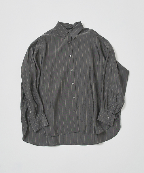 FRAMeWORK（フレームワーク）の「キュプラストライプオーバーシャツ（シャツ/ブラウス・レディース・アイボリー/チャコールグレー・FREE）」の18枚目の写真