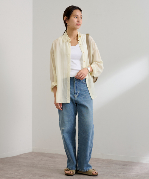 FRAMeWORK（フレームワーク）の「キュプラストライプオーバーシャツ（シャツ/ブラウス・レディース・アイボリー/チャコールグレー・FREE）」の19枚目の写真