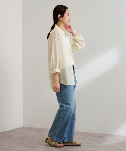 FRAMeWORK（フレームワーク）の「キュプラストライプオーバーシャツ（シャツ/ブラウス・レディース・アイボリー/チャコールグレー・FREE）」の20枚目の写真