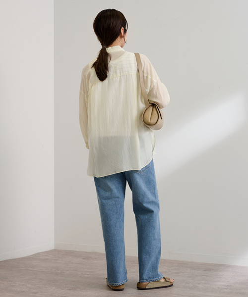 FRAMeWORK（フレームワーク）の「キュプラストライプオーバーシャツ（シャツ/ブラウス・レディース・アイボリー/チャコールグレー・FREE）」の21枚目の写真