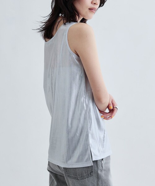 GALLEST（ギャレスト）の「【再入荷】箔プリントタンクトップ（タンクトップ・レディース・シルバー/ホワイト・38）」の7枚目の写真