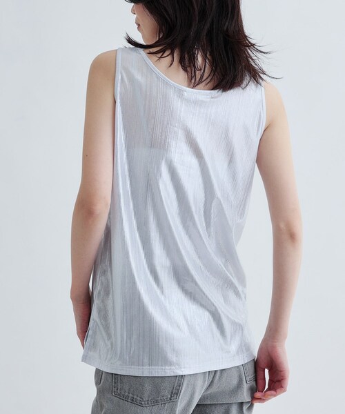 GALLEST（ギャレスト）の「【再入荷】箔プリントタンクトップ（タンクトップ・レディース・シルバー/ホワイト・38）」の6枚目の写真