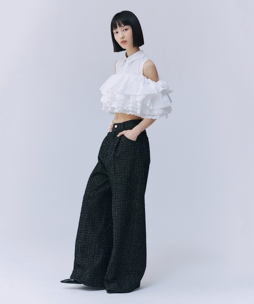 EIMY ISTOIRE(エイミーイストワール)の「ツイードライクデニムパンツ(デニムパンツ・レディース・ブラック/インディゴブルー・24inch/25inch)」の12枚目の写真