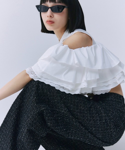 EIMY ISTOIRE(エイミーイストワール)の「ツイードライクデニムパンツ(デニムパンツ・レディース・ブラック/インディゴブルー・24inch/25inch)」の10枚目の写真