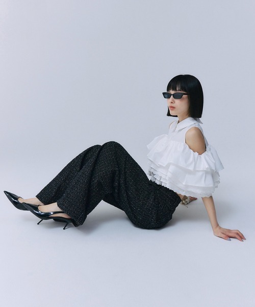 EIMY ISTOIRE(エイミーイストワール)の「ツイードライクデニムパンツ(デニムパンツ・レディース・ブラック/インディゴブルー・24inch/25inch)」の9枚目の写真