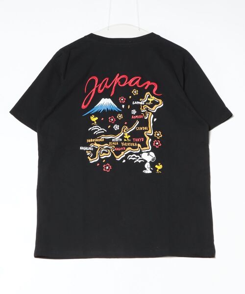 PEANUTS スカジャン風刺繍＆プリント天竺半袖Tシャツ（Tシャツ