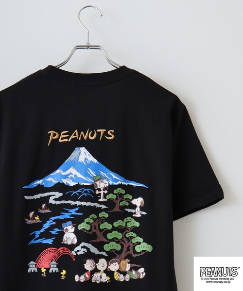 PEANUTS スカジャン風刺繍＆プリント天竺半袖Tシャツ（Tシャツ