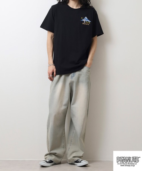 PEANUTS(ピーナッツ)の「PEANUTS スカジャン風刺繍&プリント天竺半袖Tシャツ(Tシャツ/カットソー・メンズ・ブラック/ホワイト系/ブラック系/ホワイト/ブラック系1/ホワイト系1・M/L/LL)」の13枚目の写真