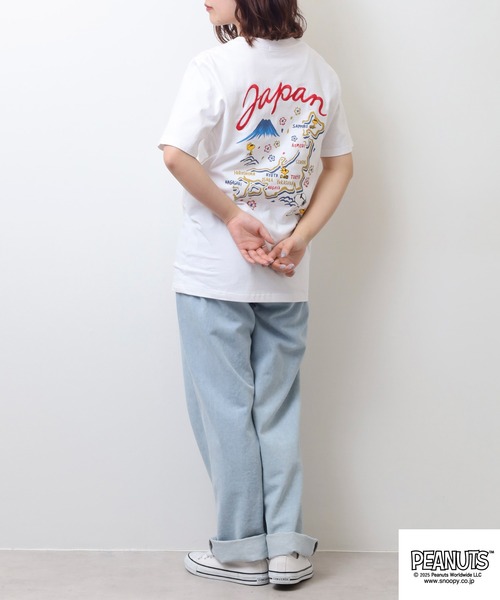 PEANUTS(ピーナッツ)の「PEANUTS スカジャン風刺繍&プリント天竺半袖Tシャツ(Tシャツ/カットソー・メンズ・ブラック/ホワイト系/ブラック系/ホワイト/ブラック系1/ホワイト系1・M/L/LL)」の7枚目の写真