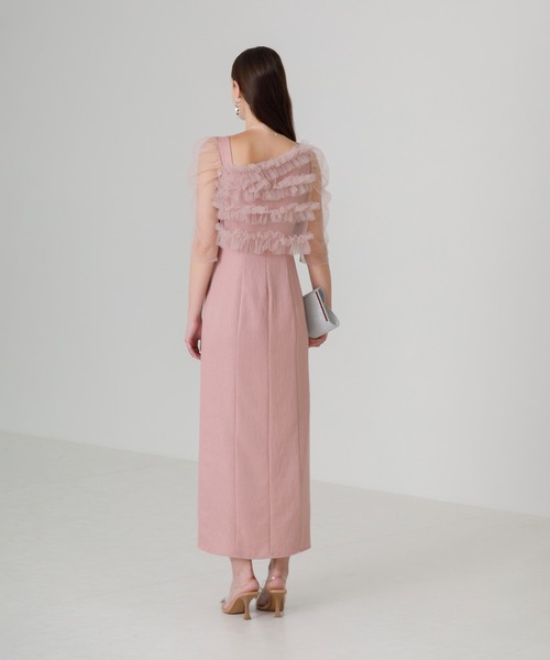 【LEJA】チュールアシンメトリーティアードフリルIラインドレスワンピース セール】【LEJA】チュールアシンメトリーティアードフリルI