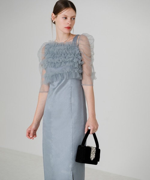 Leja レジャ お呼ばれ　チュールアシンメトリーティアードフリルIラインドレス 楽天市場】チュールアシンメトリーティアードフリルIライン