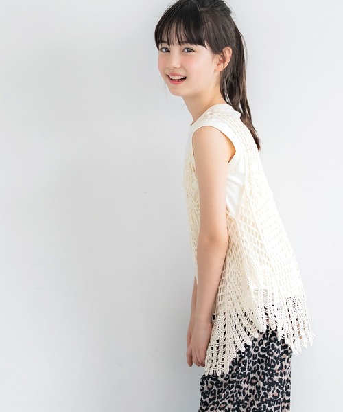 coca（coca）（コカ）の「キッズ 鍵あみレースタンクトップ（タンクトップ・キッズ・アイボリー・L/M/XL）」の4枚目の写真