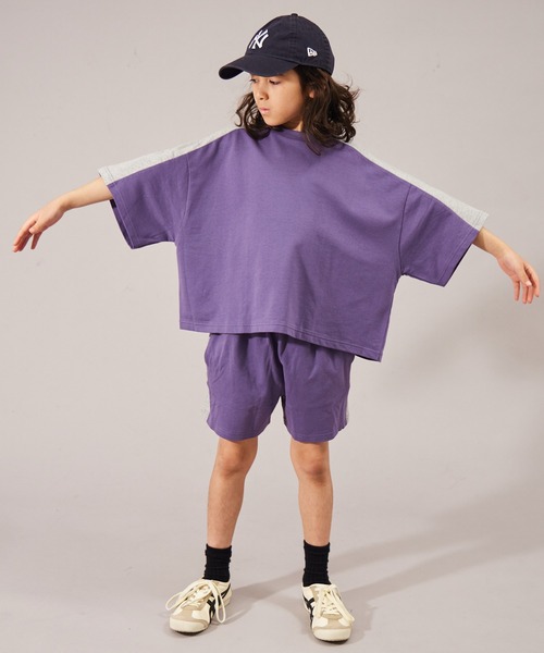 PAIRMANON STREET(ペアマノンストリート)の「【摩擦に強いミニ裏毛】【PAIRMANON STREET】サイドライン オーバーサイズ セットアップ(セットアップ・キッズ・ブラック/グレー/パープル/グリーン・120/110/100/90/130/160/140/150)」の20枚目の写真