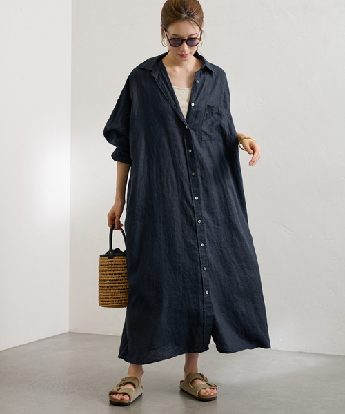 セール】PLAIN LINEN SHIRT ワンピース（ワンピース
