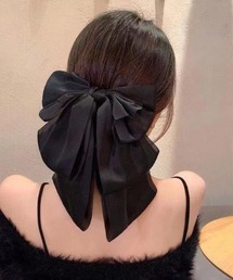 サリー　ブラック　大型クリップ　バレッタsgh7w8 Mayree ヘアクリップ 「float」サテン ビッグリボン バレッタ「7
