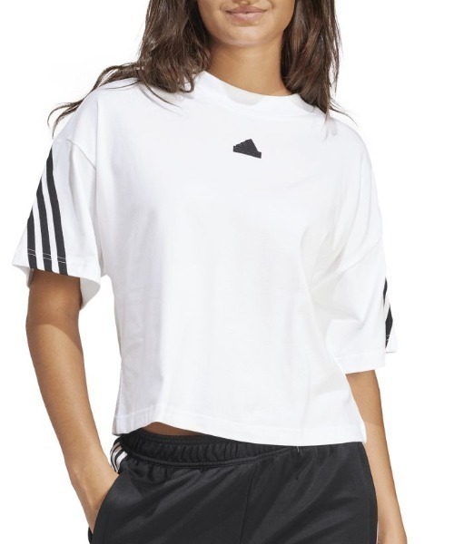 adidas(アディダス)の「アディダス adidas フューチャーアイコン スリーストライプス 半袖Tシャツ(Tシャツ/カットソー・レディース・ダークグレー/ホワイト・S/M/L/XL)」の2枚目の写真