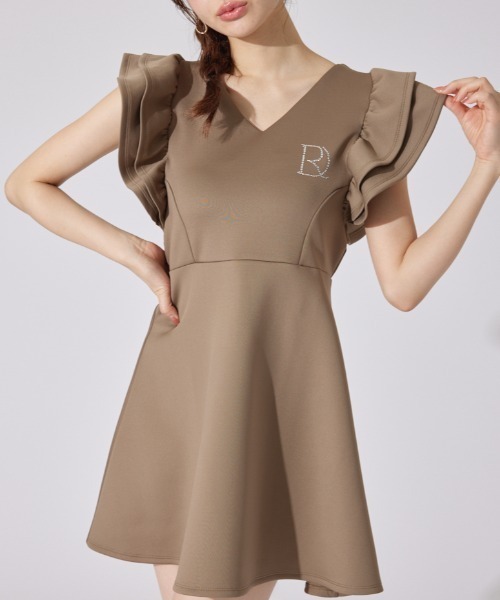 セール】RDショルダーフリルカットミニワンピース 半袖 夏服