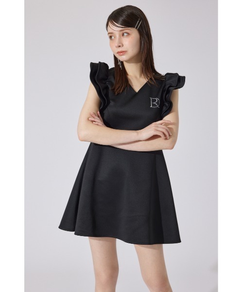 rienda(リエンダ)の「RDショルダーフリルカットミニワンピース 半袖 夏服(ワンピース・レディース・ブラック/ホワイト/ブラウン・SMALL/MEDIUM)」の4枚目の写真