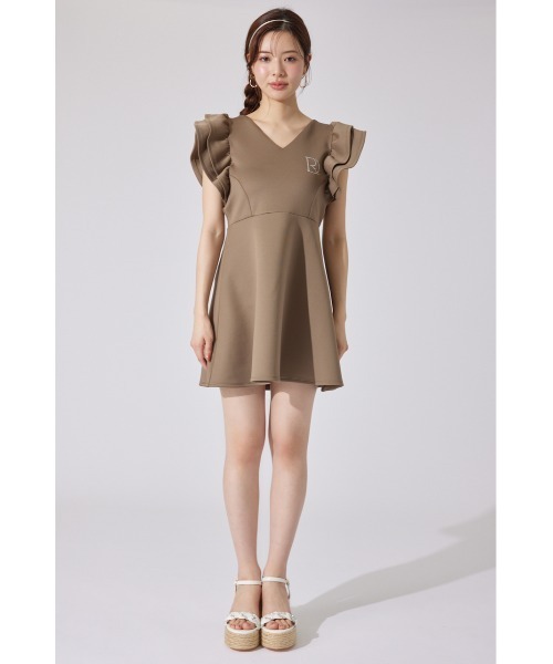 rienda(リエンダ)の「RDショルダーフリルカットミニワンピース 半袖 夏服(ワンピース・レディース・ブラック/ホワイト/ブラウン・SMALL/MEDIUM)」の12枚目の写真